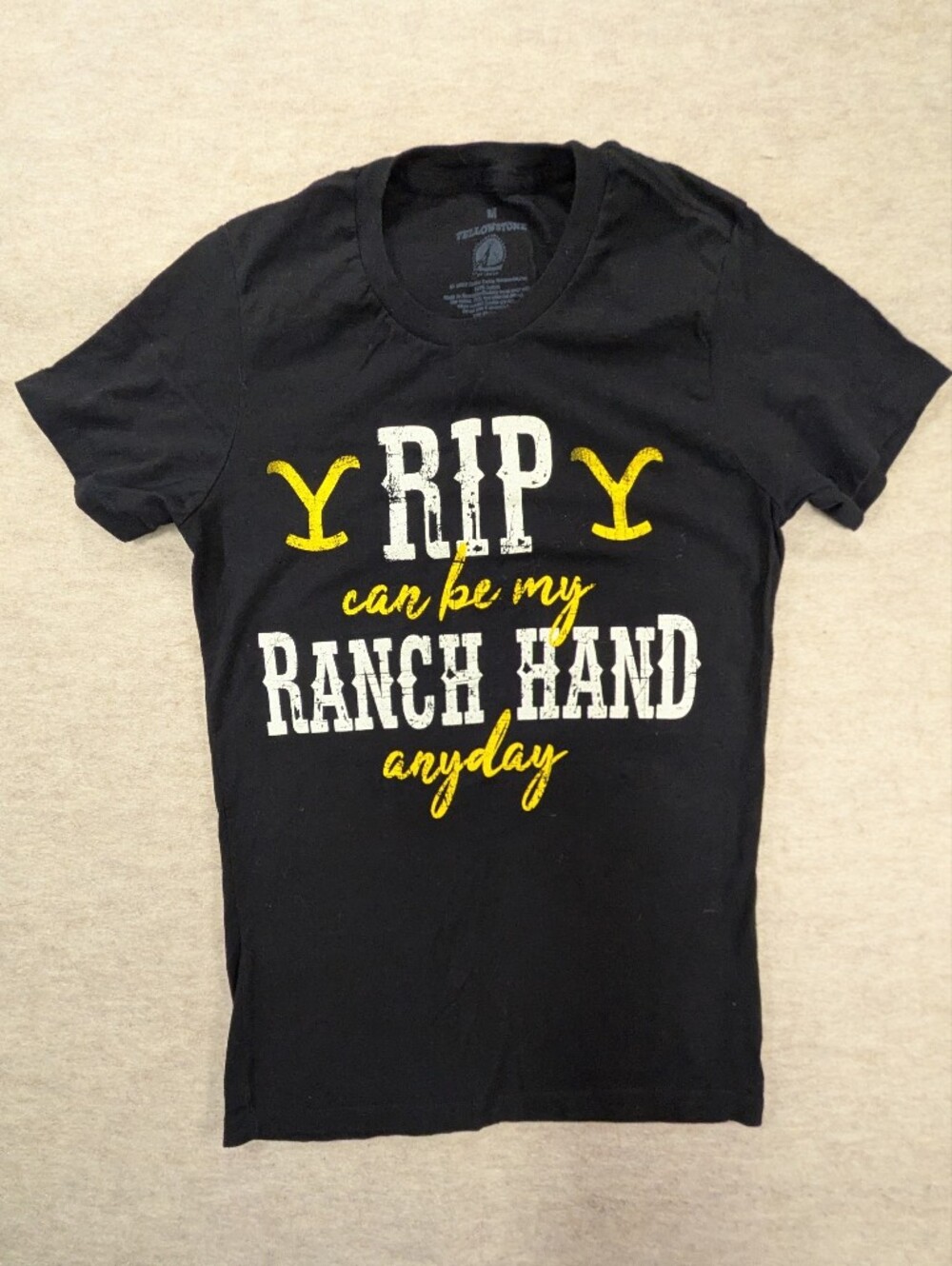 Yellowstone Tv Show Black 'Rip Can Be My Ranch Hand' Graphic Tee Dutton Family M